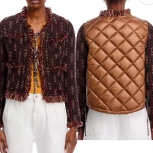 Aldo Martins NEW Thun Fringed Knit BomberJacket small tie front quilted puffer